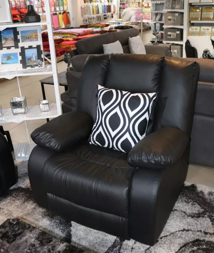 CHAIR - MANUAL LEATHER RECLINER BROWN