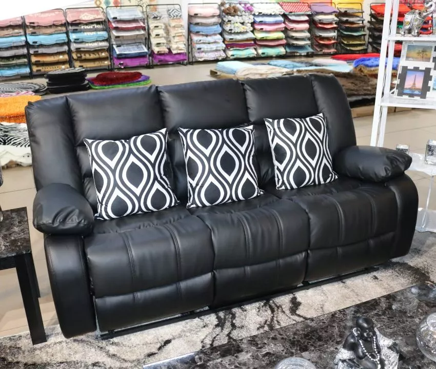 SOFA - MANUAL LEATHER RECLINER BROWN