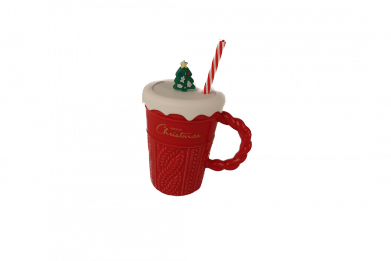 Xmas Ceramic Sweater Mug w/Straw & Cover