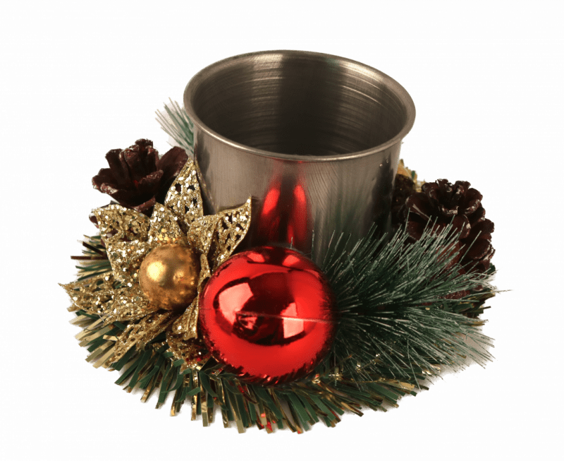 XMAS 15CM WREATH CANDLE HOLDER