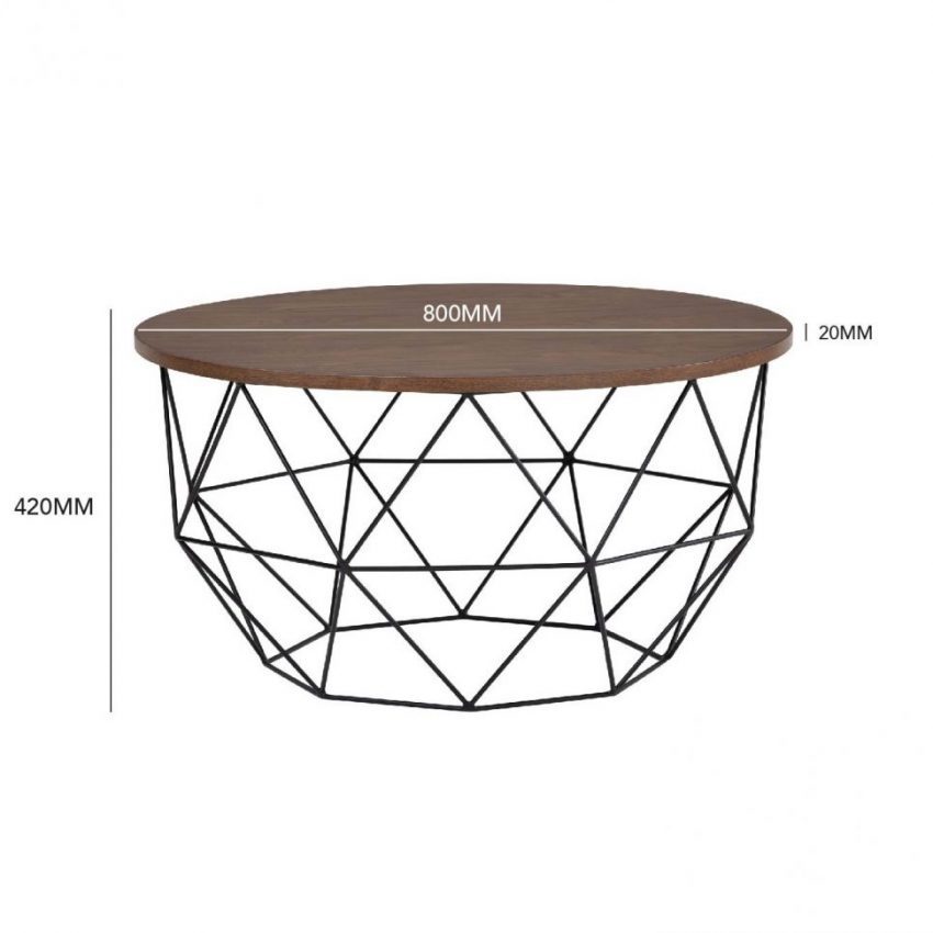 Comet metal & wood coffee table-COCOA