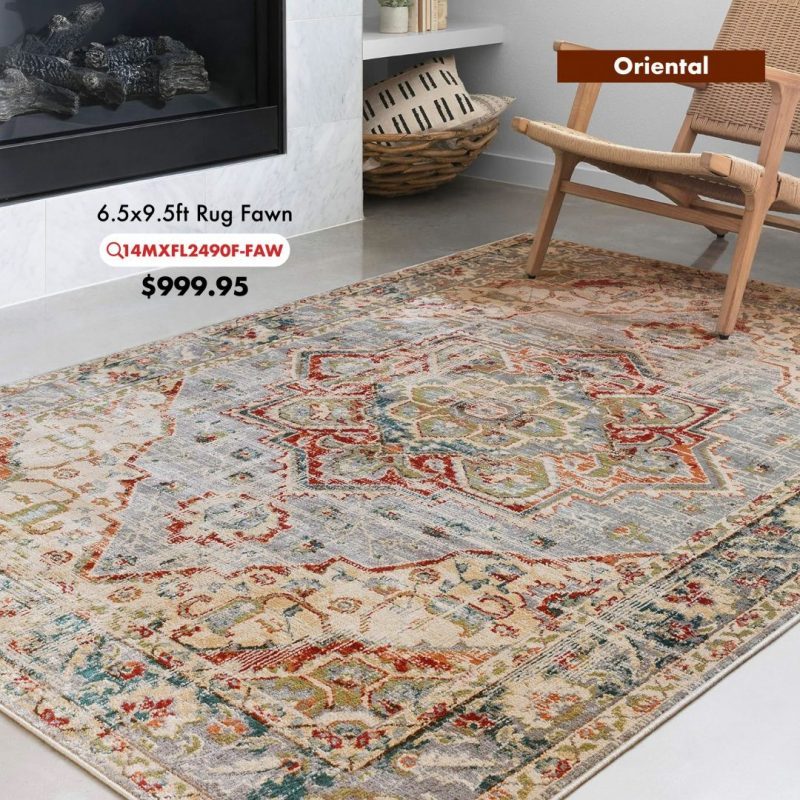 Oriental 6.5 x 9.5ft Rug - Fawn - Image 2