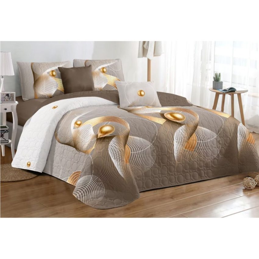 Retro glam 3pc poly quilt set-Queen