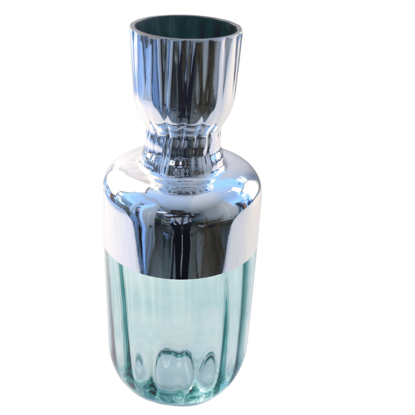 Silver neck 12x31cm glass vase