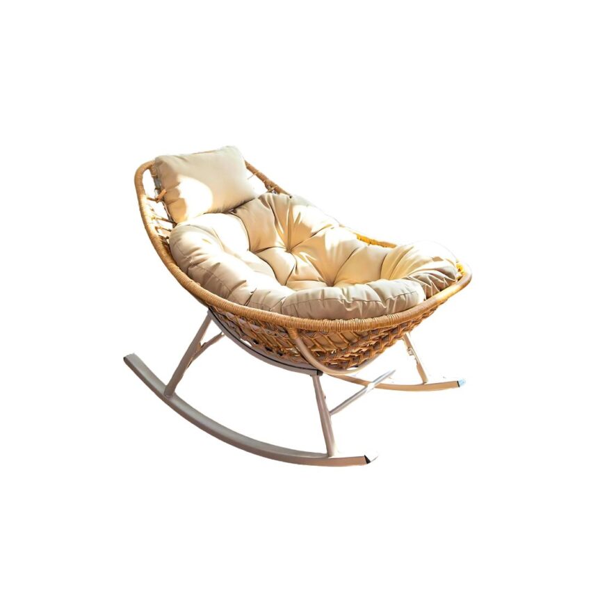 Japandi rattan lounge rocking chair