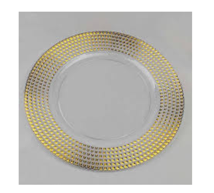 Diamond rim 13in Plastic charger - Gold