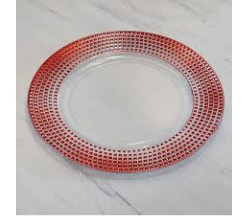 Diamond rim 13in Plastic charger - Red