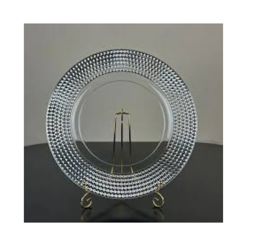 Diamond rim 13in Plastic charger - Silver