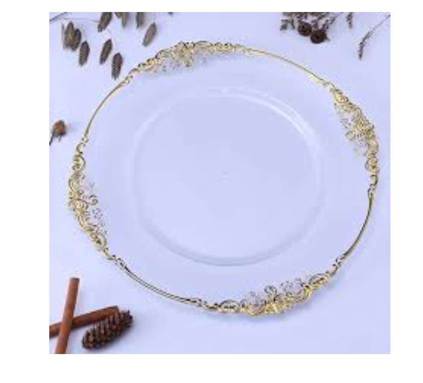 Ornate 13" Plastic charger Plate - Gold