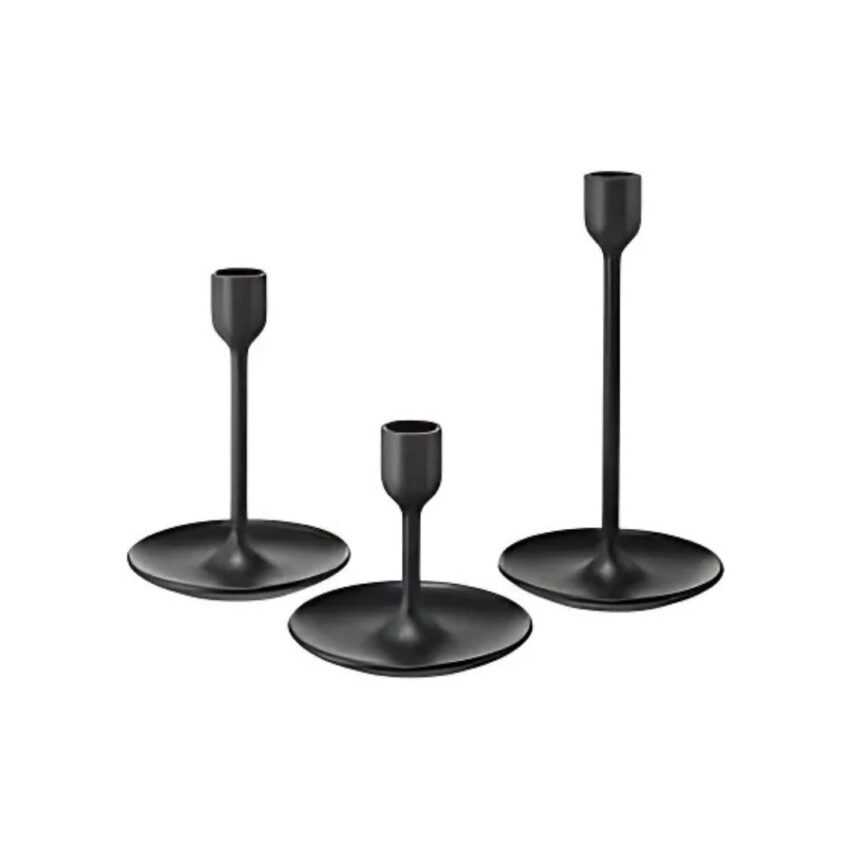 Edge aluminum candle holder 3pc set-BLACK