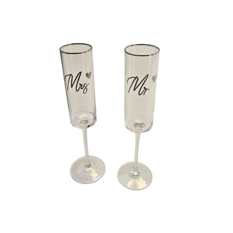 Mr & Mrs 2pc toast glass set