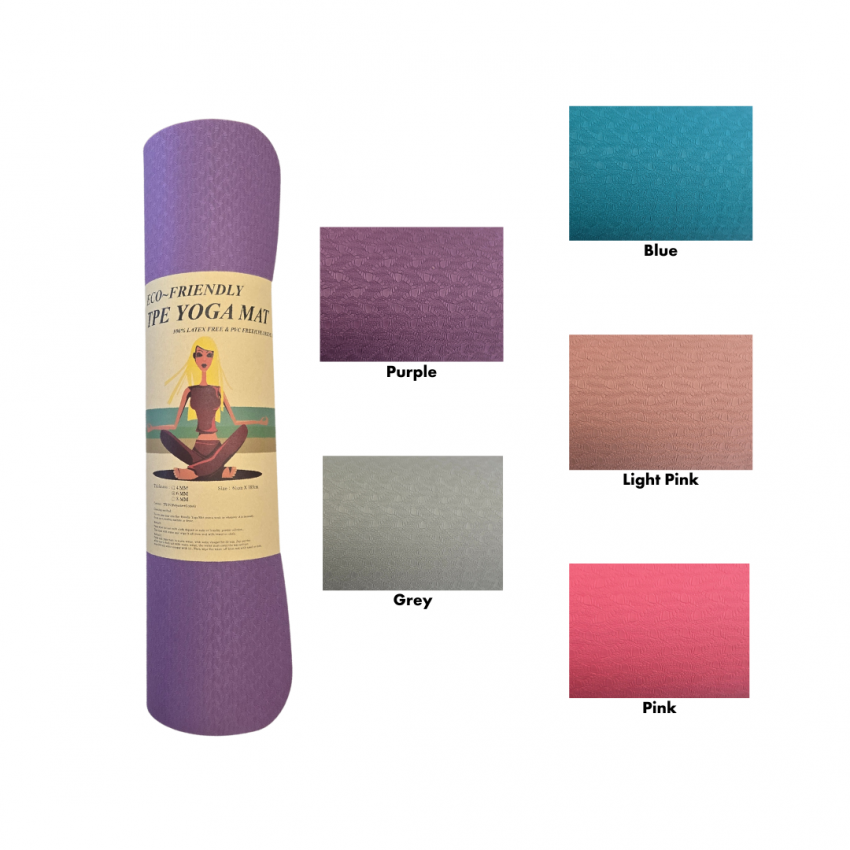 Eco TPE 6mm yoga mat asst
