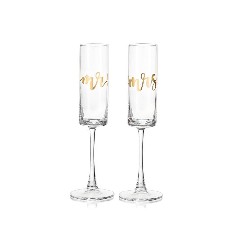 Mr & Mrs 2pc toast glass set