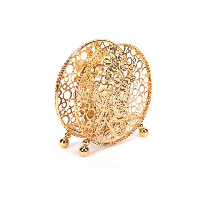 Gold Metal 13x14cm tissue holder