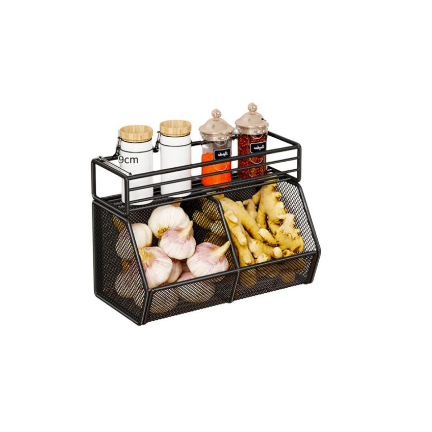 Metal Wall Storage Shelf  - 2 Baskets