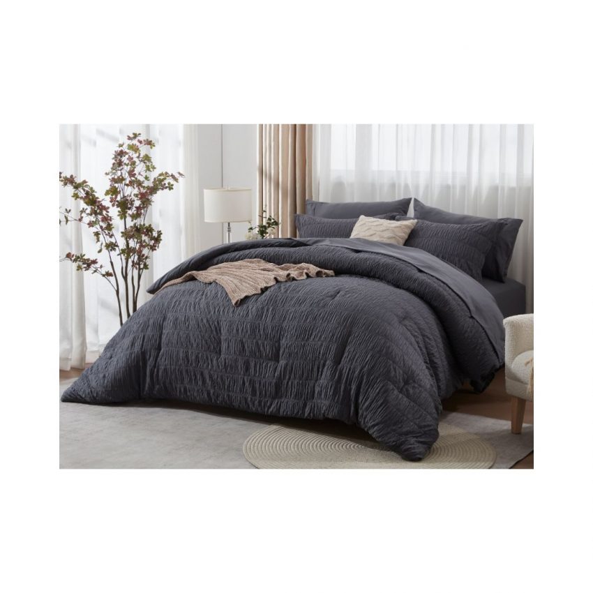 7pc Polyester Comforter Set - Dark Grey