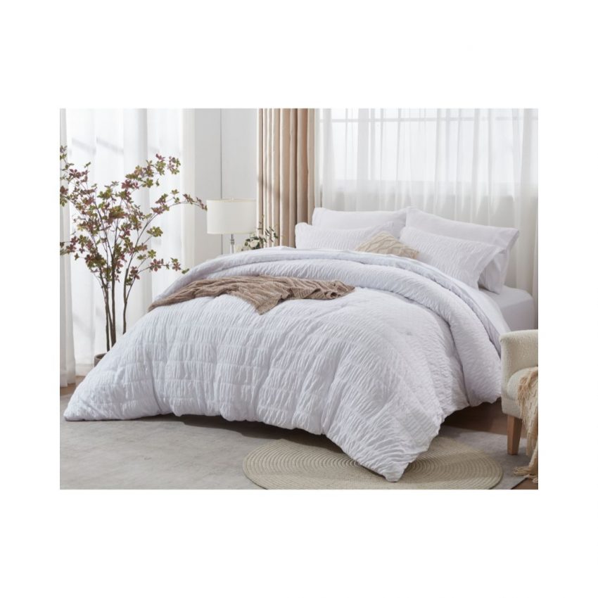 7pc Polyester Comforter Set - White