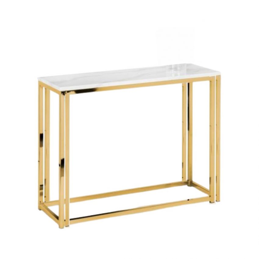 Jhene white/gold console table