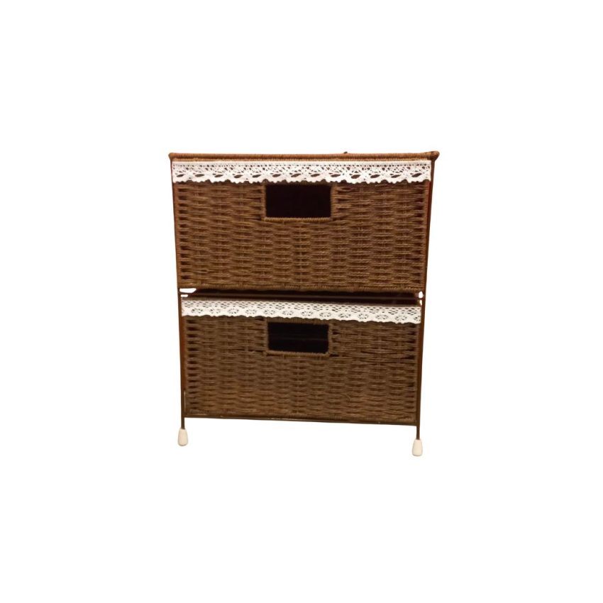 CHOCO 2 DRAW RATTAN WEAVE SIDE TABLE