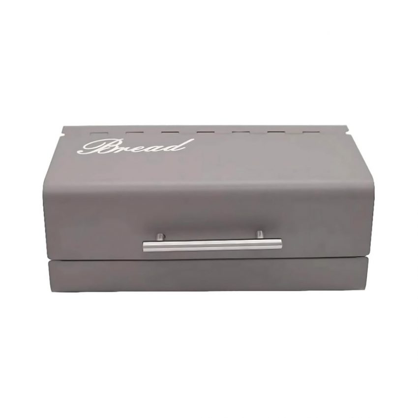 Tin silver handle 36cm bread box-GREY