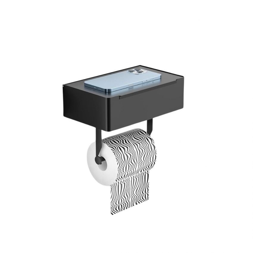 Toilet Paper Holder w Storage, S/S