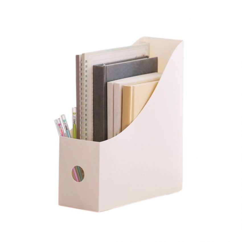 PLASTIC 9X24X27CM BOOK RACK -WHT