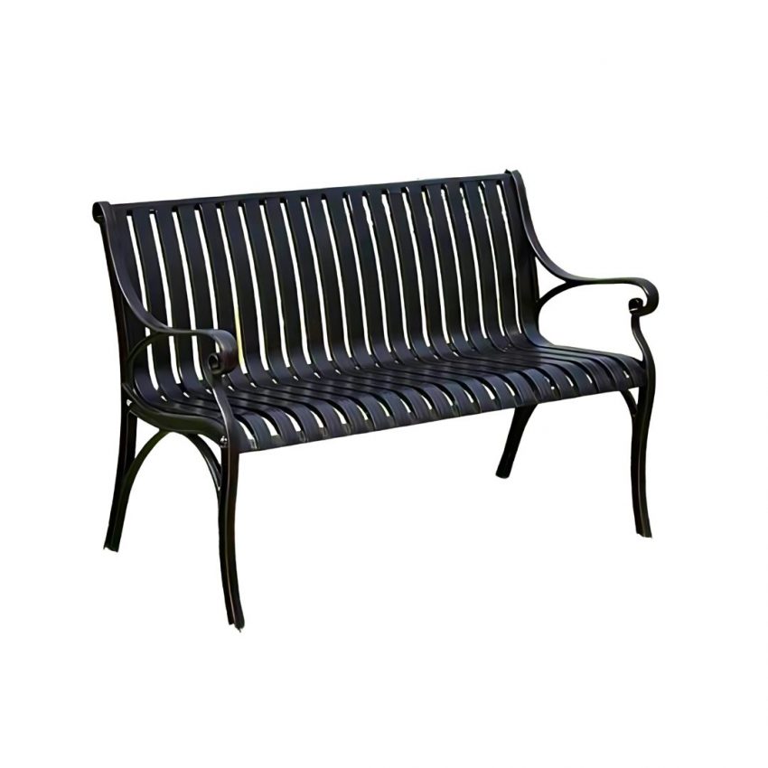 Vertical stripe metal garden bench