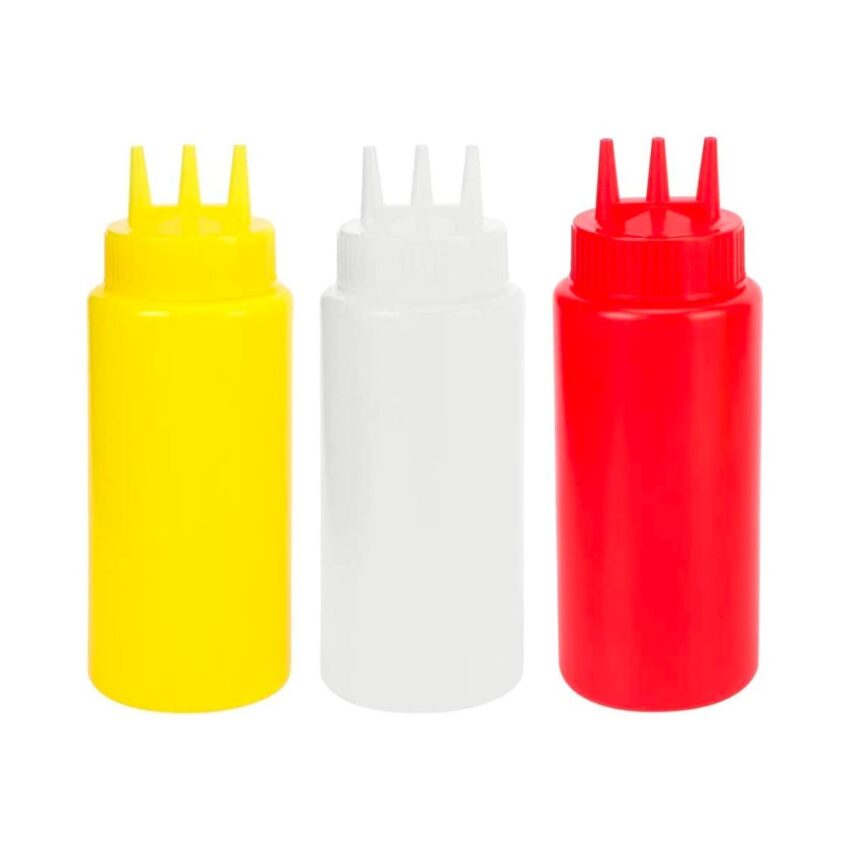 3 Spout Plastic 21oz condiment bottle