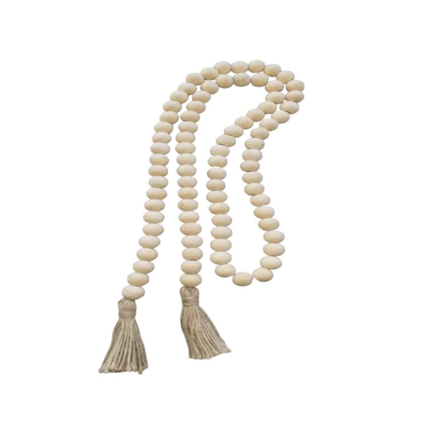 Wooden Beads Décor Chain, 84pc-WHT