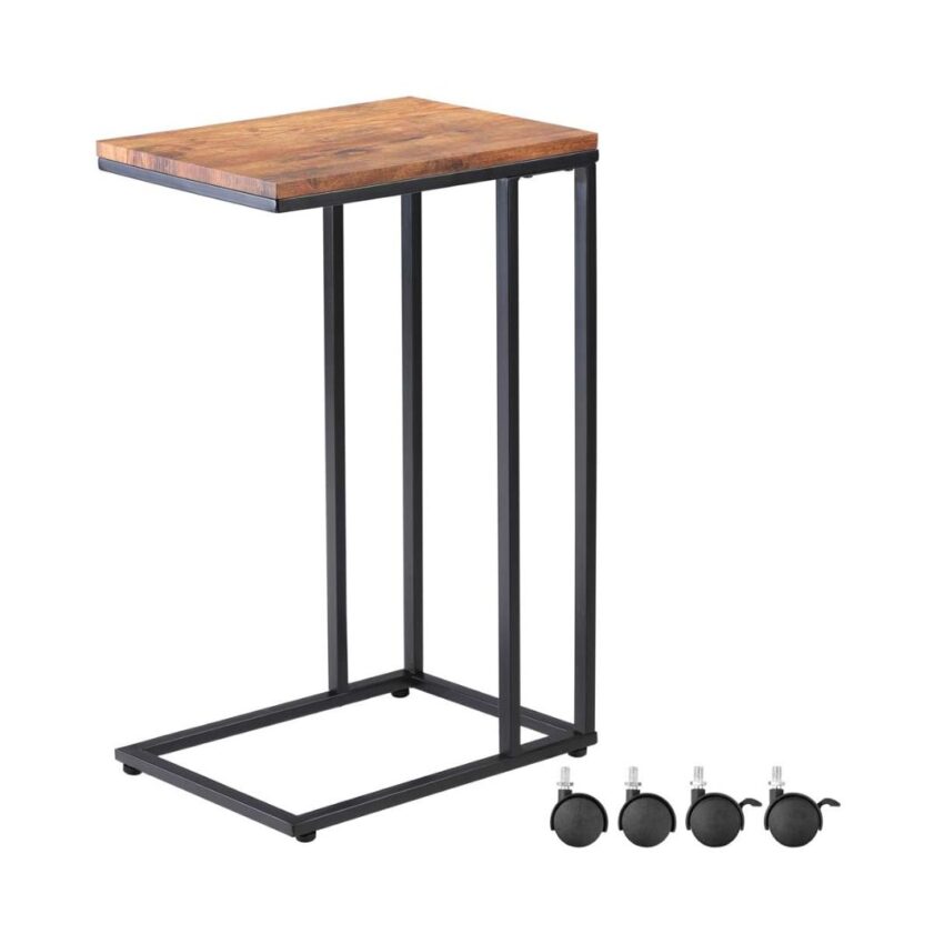 Rudy C-Shaped Side Table with Power Outlet Antique Brown