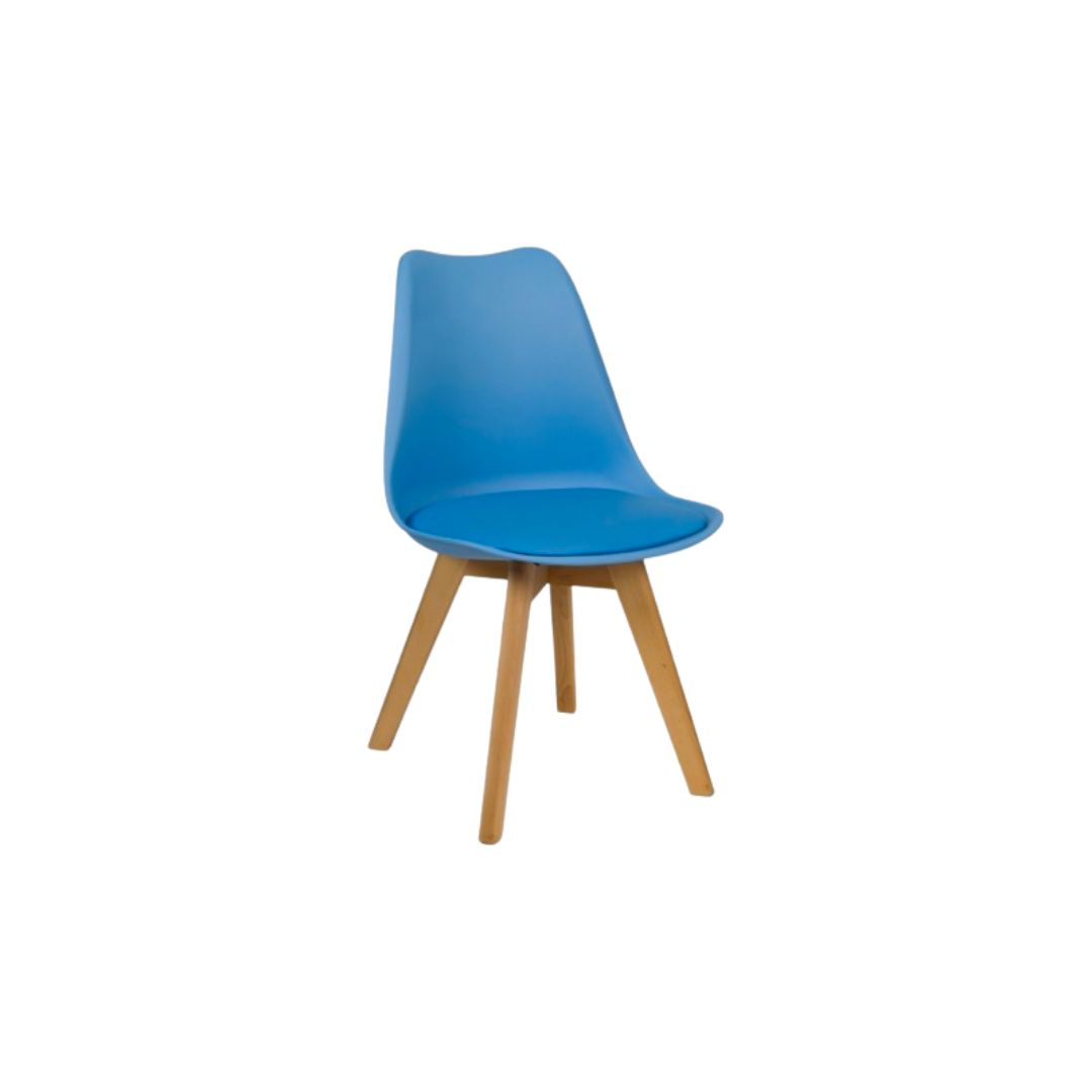 Retro padded wooden leg chair - Image 6