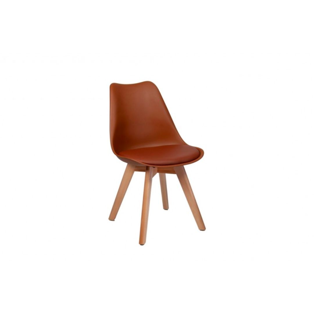 Retro padded wooden leg chair - Image 5