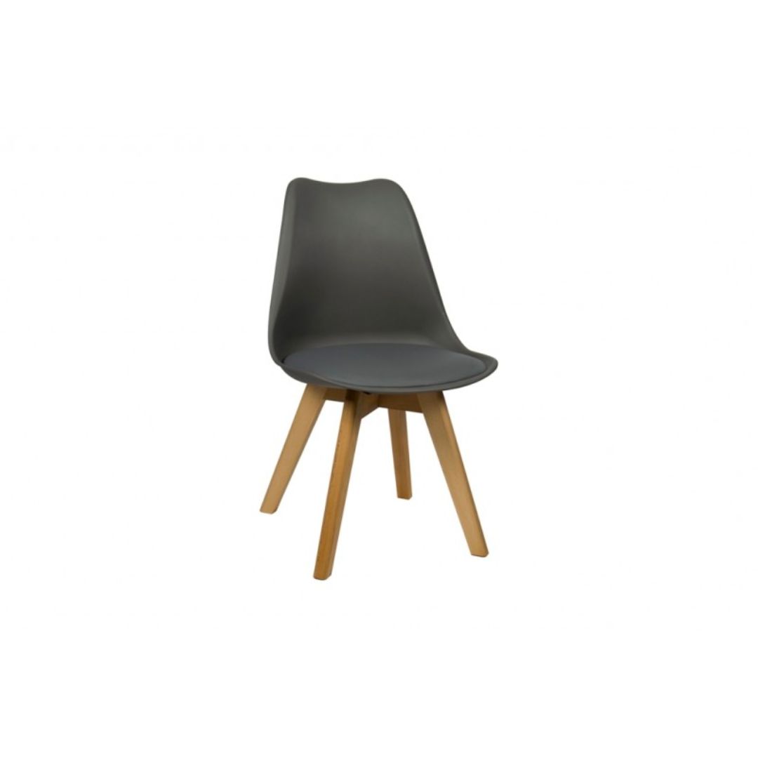 Retro padded wooden leg chair - Image 4