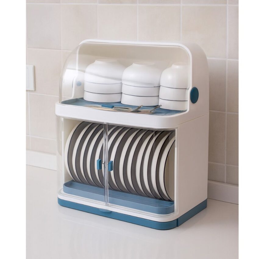 COVERED TWO TIER DISH RACK