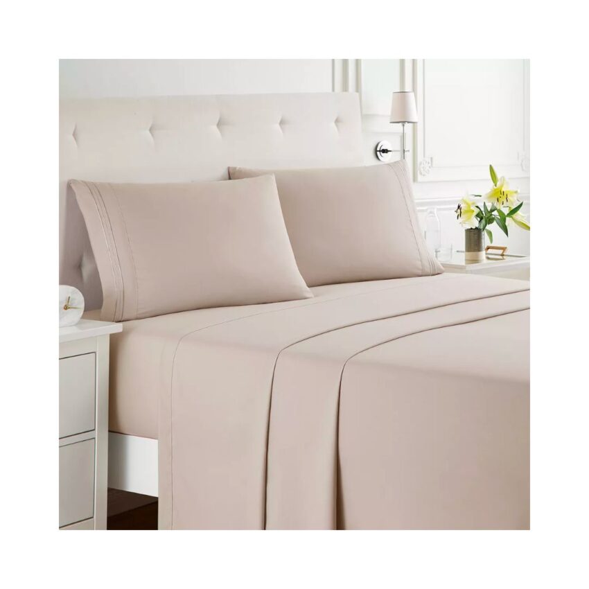 3 LINE EMBROIDERY - Twin Fitted Sheet 4pcs set