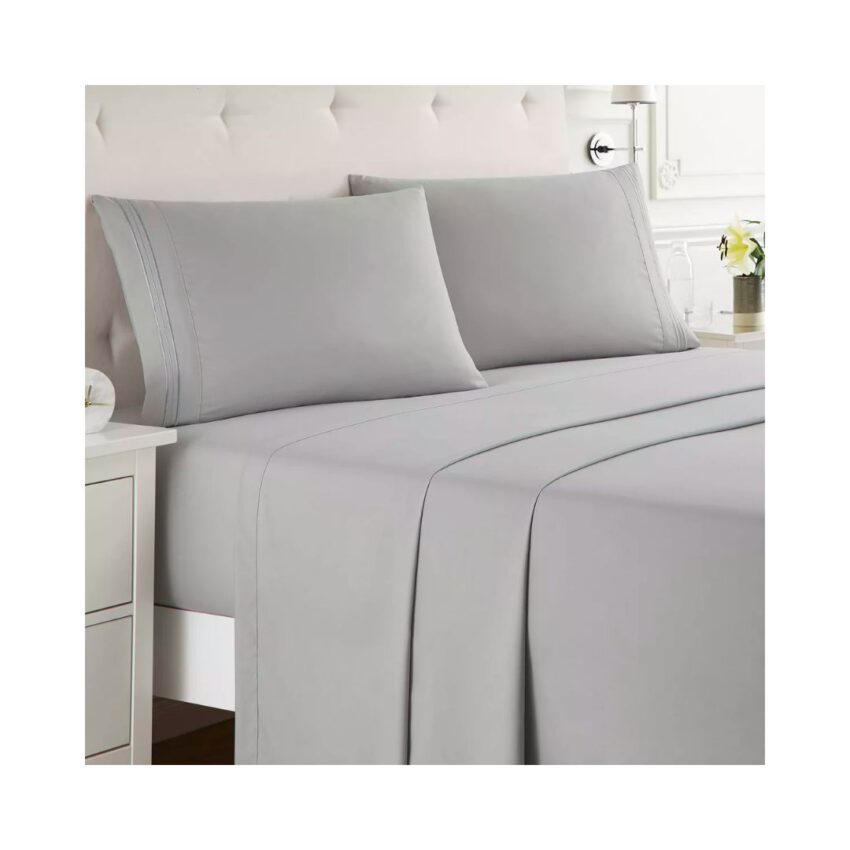 3 LINE EMBROIDERY - Queen Fitted Sheet 4pcs set