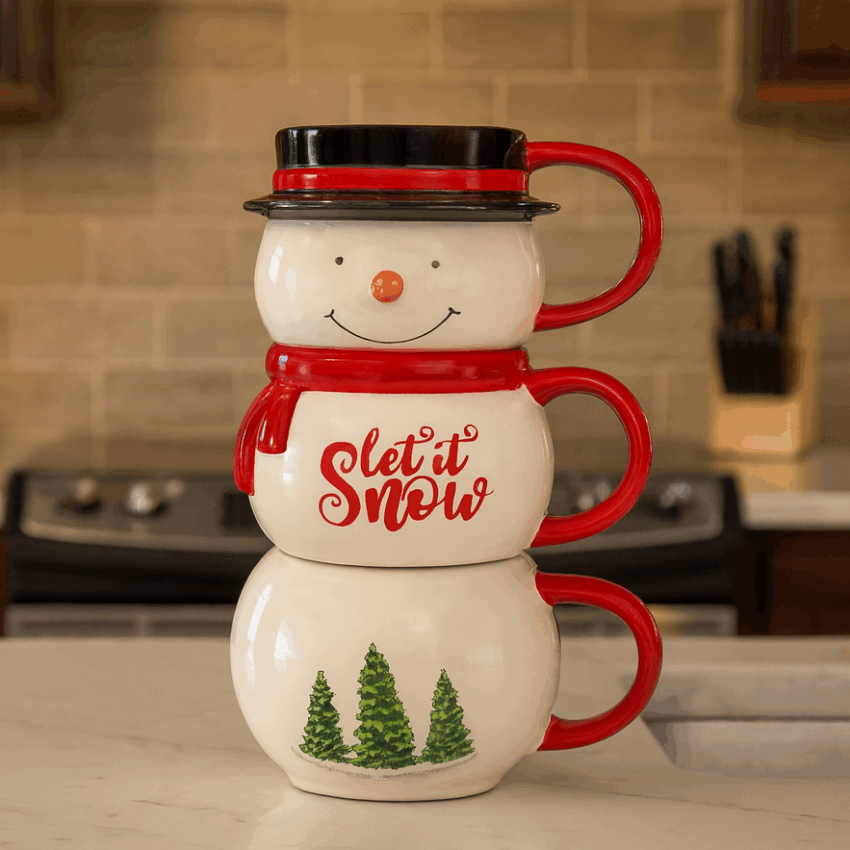 Frosty Xmas Mug, 3pc Set