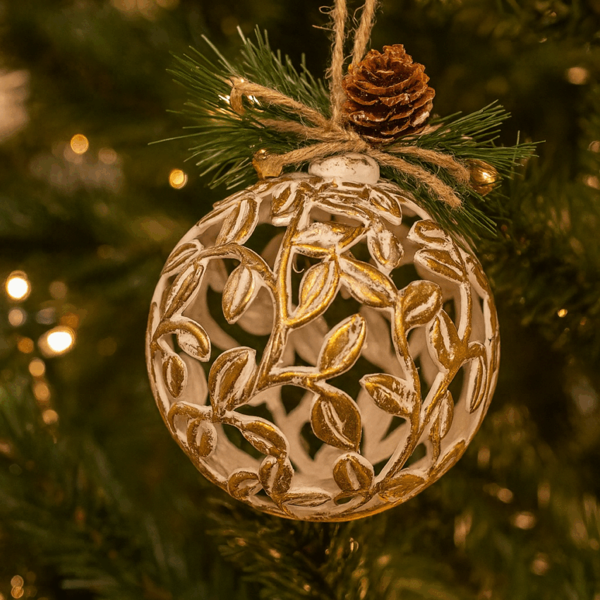 Snow Crème 11cm Hanging Sphere