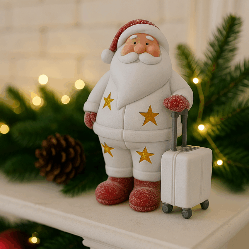 Travel Santa Xmas Ornament - 15.3cm