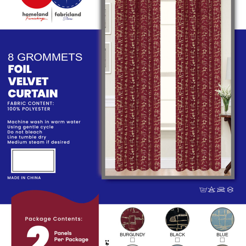 FOIL VELVET GROMMET CURTAIN PANEL
