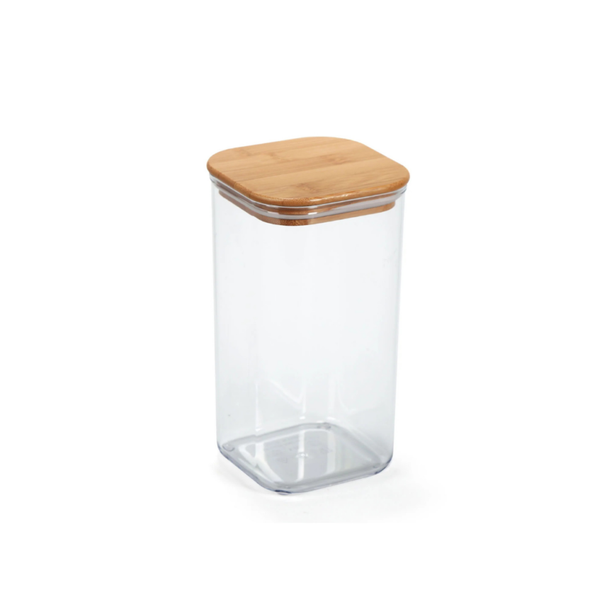 Eco Rectangular Jar w Bamboo Lid -10x20cm