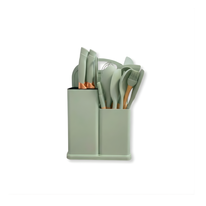 19pc Stainless Steel Utensil Set & Knife Holder