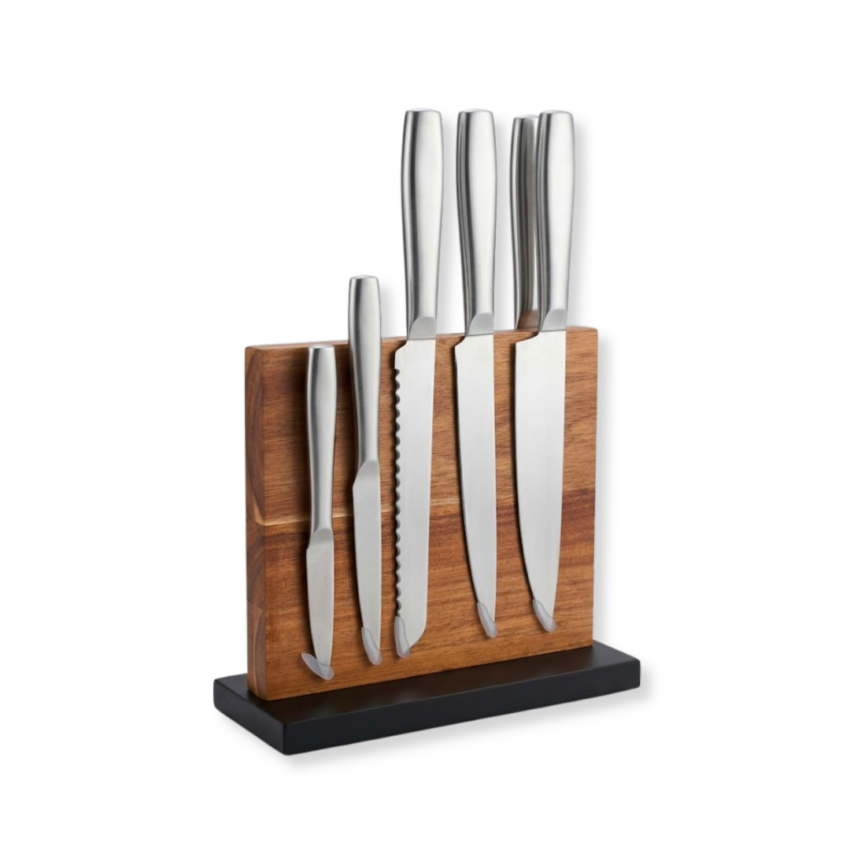 6pc Stainless Steel Knife Set w/ Magnetic Block