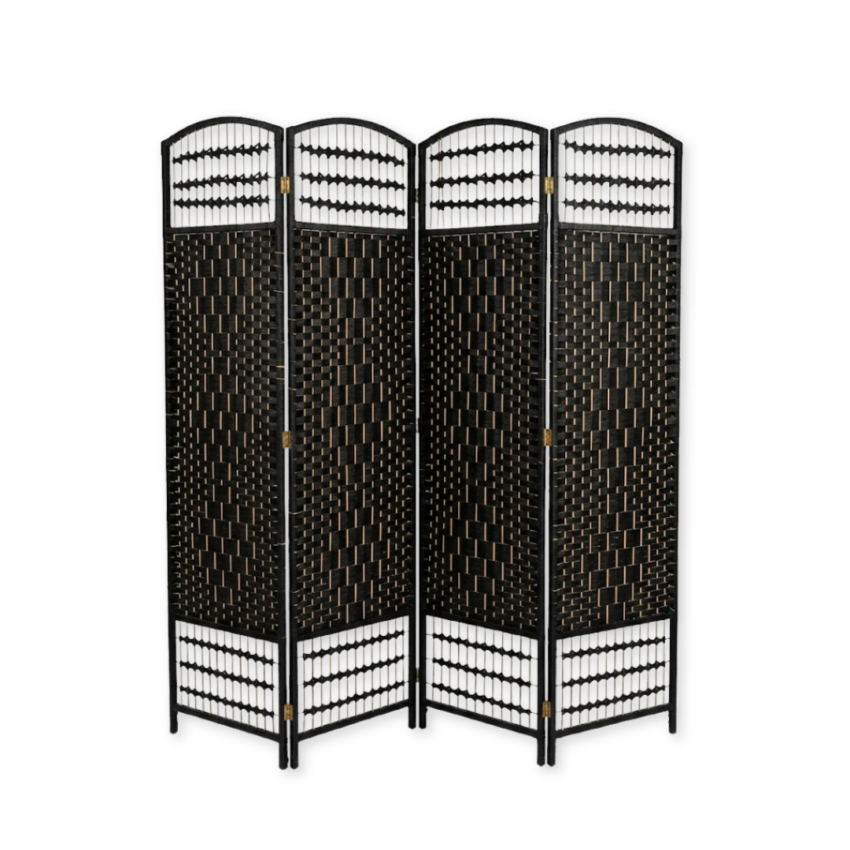 Black 6ft x 6.6ft Wooden Room Divider