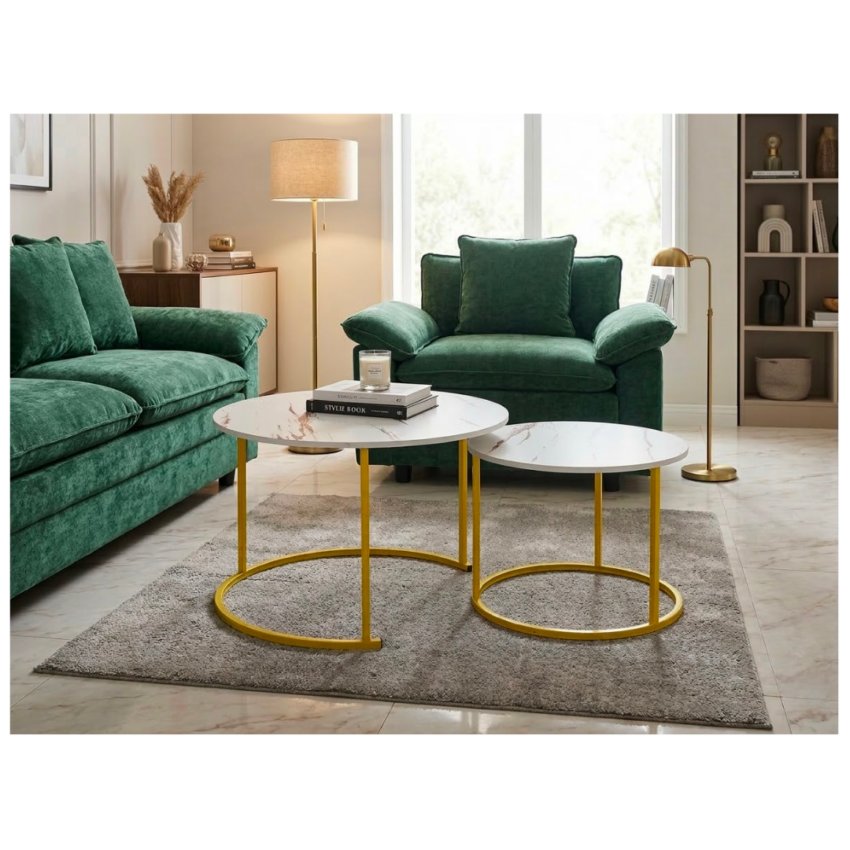 District 2pc Side Tables - Gold