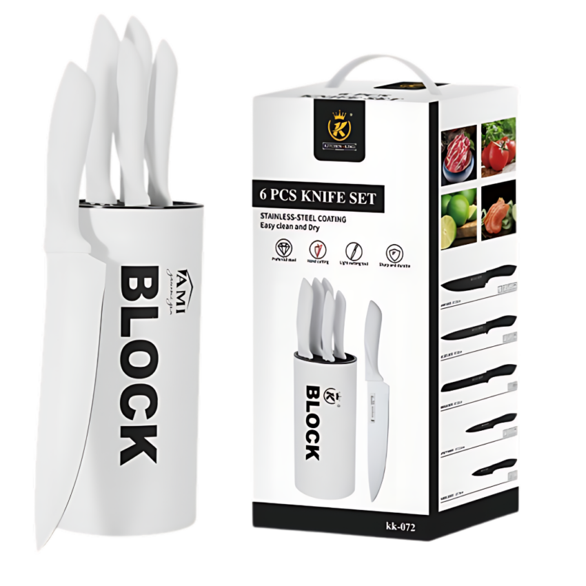 SwiftCut 6pc Knife Set-White