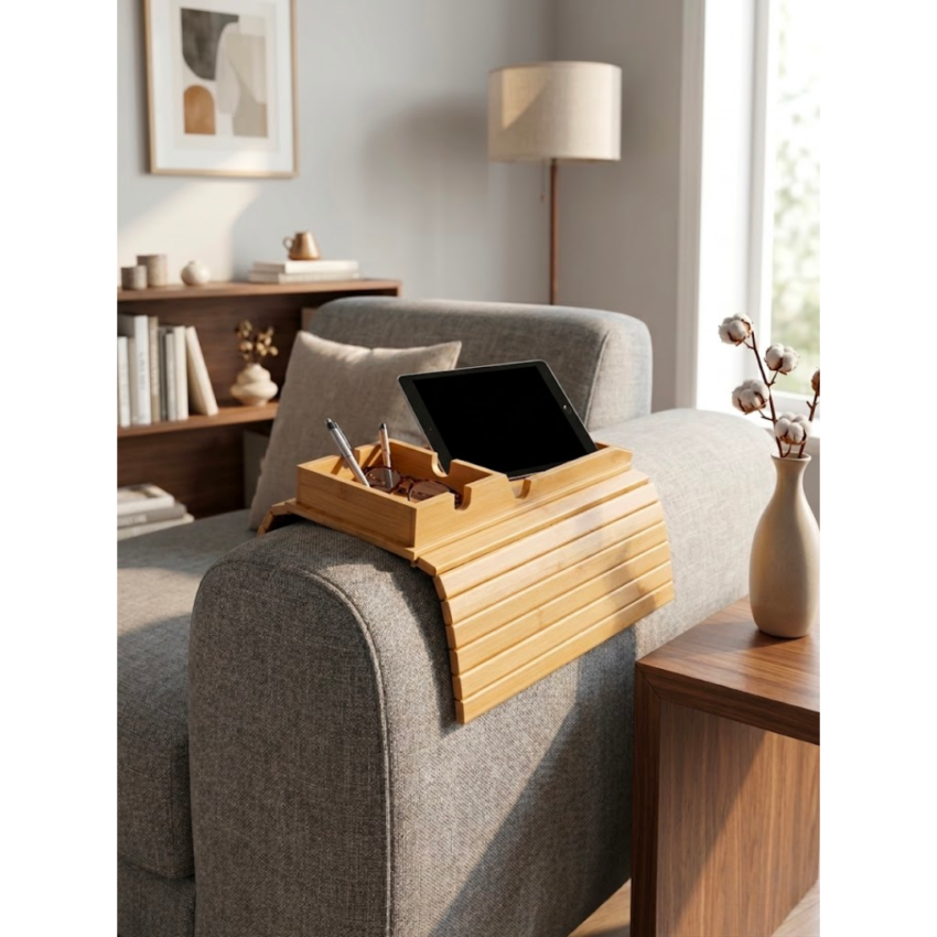 Sofa Armrest Wooden Tray
