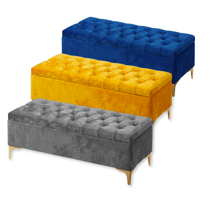 Helena 47" Velvet Storage Ottoman
