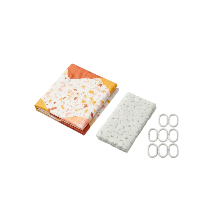Summer Muse 180cm Shower Curtain With Bath Mat Set