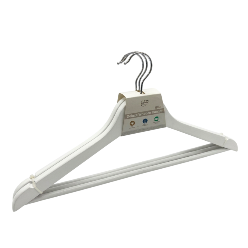 3pc 44cm White Wood Hanger
